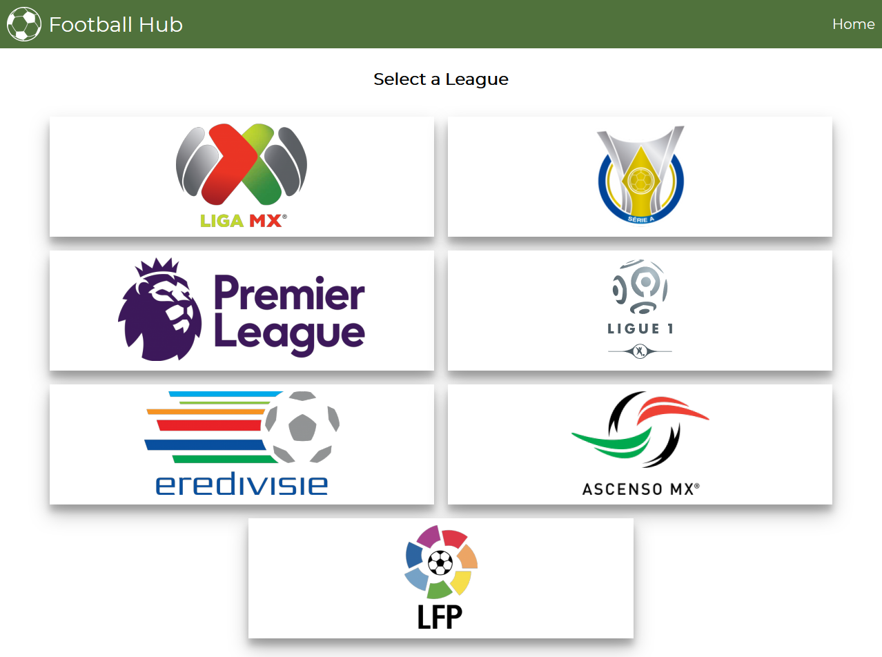 Football hub screenshot